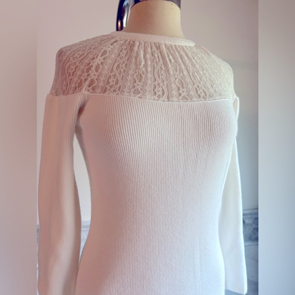 Express Lace Yock Ivory Midi Sweater Dress Sz M - Picture 2 of 10